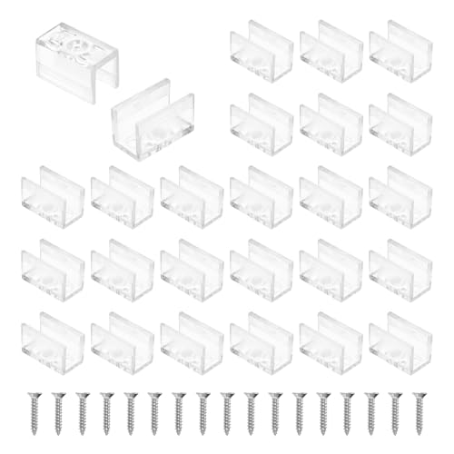 PATIKIL LED Strip Light Clips, 48pcs Mounting Bracket Fixing Clips Plastic Clamp Holders with 304 Stainless Steel Screws for 8mm Width Neon RGB Light Cable Ribbon - size: 8mm (20mm Long)