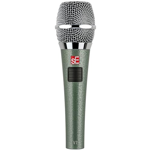 SE ELECTRONICS V7 Push-to-Talk Dynamic Microphone for Singing, Speech & Studio Recording - XLR Professional Microphone with Supercardioid Aluminum Voice Coil for Huge Gain Before Feedback - Vintage - color: V7 - Vintage - Push To Talk