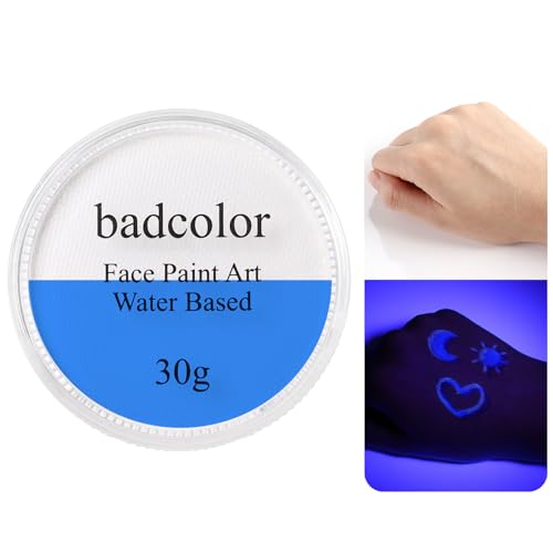 Invisible Clear Neon Face Body Paint(30g/1oz), Water Activated UV Blacklight Reactive Facepaint, Fluorescent Washable Face Body Painting Kit for Halloween SFX Makeup, Raves, Parties & More - color: Neon Clear