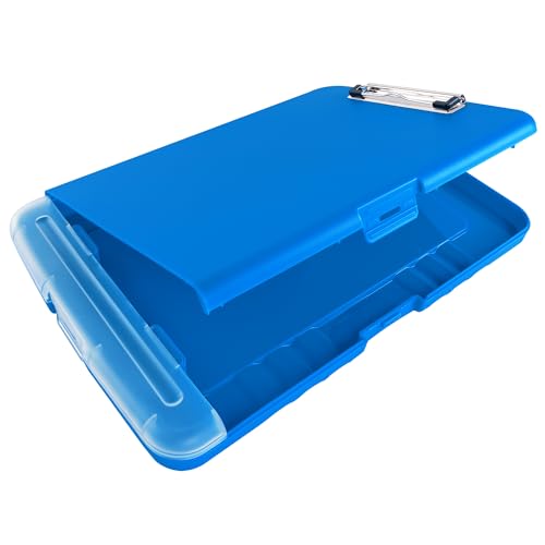 Super Z Outlet Slim Plastic Nursing RN Style Lightweight Coaches Clipboard with Open Foldable Storage, Classroom Teacher College Size (9.5" x 14") (Blue, 9.5" x 14") - color: Blue, size: 9.5" x 14"