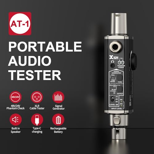 Xvive AT-1 Portable Audio Tester for Sound System & XLR Cable Testing | Rechargeable, Signal Generator, Phantom Power Check, XLR Cable Tester, XLR Input Metering, Headphone and Speaker Monitoring
