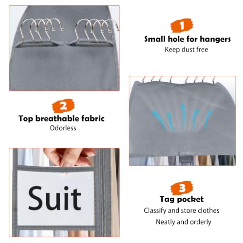52" Clear Garment Bags for Hanging Clothes 10" Side Gusset, Suit Bags for Closet Storage, Suit Cover for Shirts Coats Dresses (24"X52"X10" 3Pack) - size: 52" 3pack