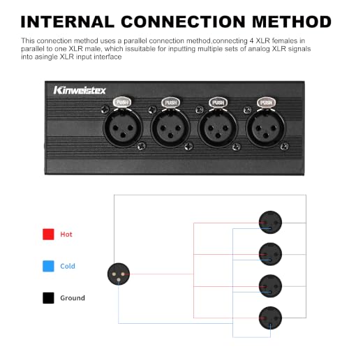 XLR 4 Female to 1 Male Splitter Box 4-IN-1-OUT Balance Y Splitter Audio Converter for Mixer Microphones - style: XLR 4 Female to 1 Male Splitter Box