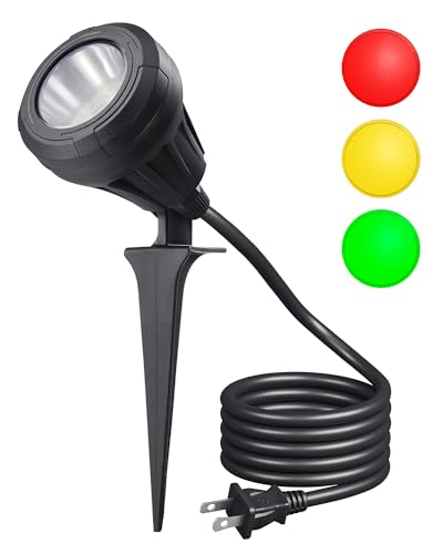 DEWENWILS 120V LED Outdoor Spotlight, 3 Extra Lenses 5.5W Landscape Light - color: Black