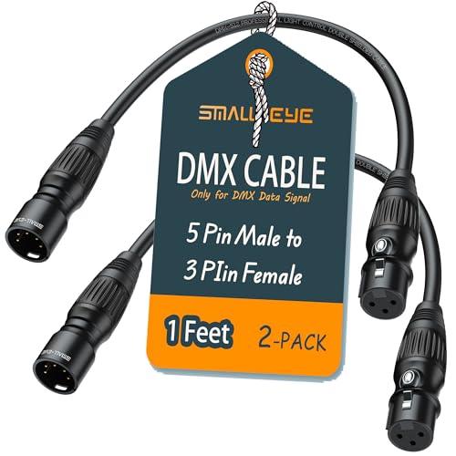 SMALL-EYE 5 Pin Male to 3 Pin Female DMX Adapter Cable 1 ft 2-Pack - color: 5 Pin Male to 3 Pin Female