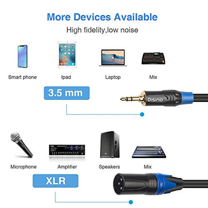 3.5mm to XLR Cable, Unbalanced 1/8 inch Mini Jack TRS Stereo Male to XLR Male Microphone Audio Cable - 3.3 FT - size: 3.3 FT