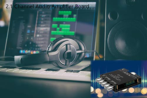 Bluetooth Audio Amplifier Board, ZK-TB21 2.1CH 50W x 2 +100W Subwoofer Amp | Power Amplifier with Treble and Bass Control, Bluetooth5.0 and AUX Inputs, Stereo Digital AMP for DIY Home Speakers - color: Black1 ZK-TB21