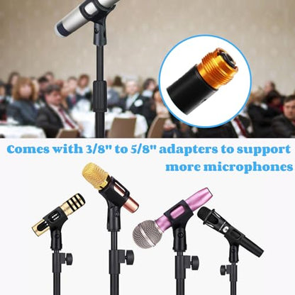 YOUEON 2 Pcs Microphone Stand Desktop, Adjustable Table Mic Stand with Mic Clip and 5/8" Male to 3/8" Female Screw Adapter, Heavy Base, Compatible with Most Mics - size: style 1