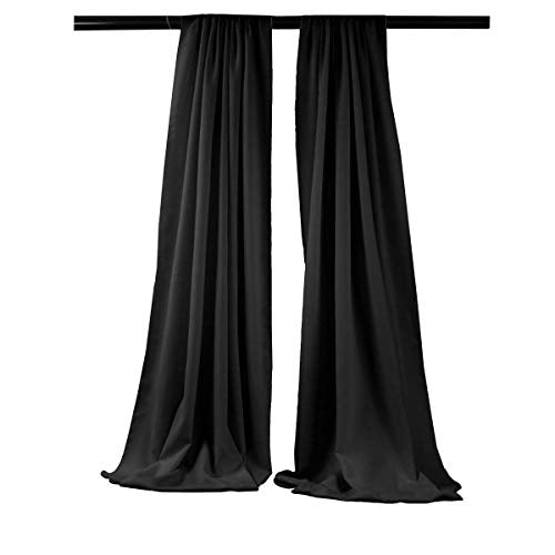 New Creations Fabric & Foam Inc, Polyester Poplin Backdrop Drape Curtain Panel 1 Pair (Black, 2 Panels - 5 Ft Wide x 8 Ft High) - color: Black, size: 60"W x 96"L (Pack of 2)