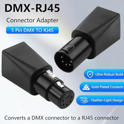 CERRXIAN 1 Pair 5-Pin XLR to RJ45 Adapter,DMX512 5-Pin XLR to Ethernet Cat5 Network Connector Plug for Lighting Console,Can use Any CAT-5 Ethernet Cable as a DMX512 Cable, DMX Controller Etc - style: 5Pin XLR Male+Female