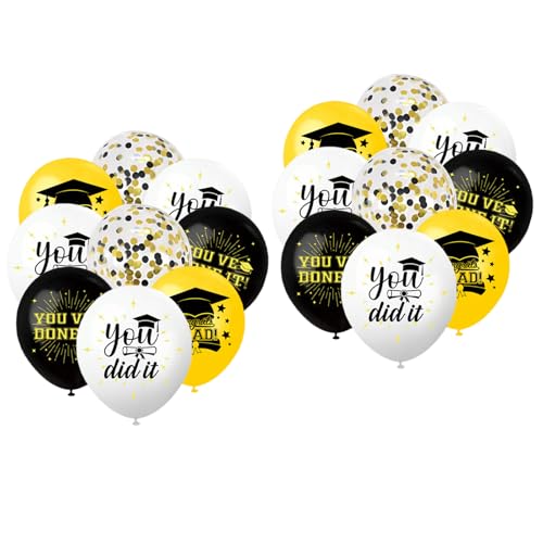 Black Gold Graduation Balloons, 20PCS 12 Inch Latex Balloons, Class of 2026 Party Decor Arch, Centerpieces - style: Black Gold Balloons