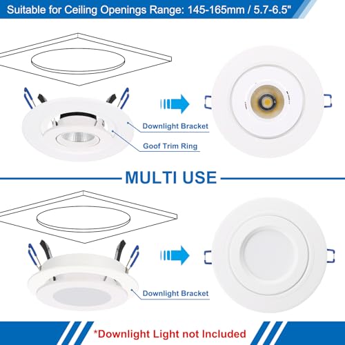 PATIKIL 5.1" ID Downlight Mounting Bracket with 3.8" ID 5.3" OD Metal Goof Trim Ring Light Fixture Recessed Can Decorative Cover for Ceiling Downlight - size: 5.1" x 3.8" x 5.3"