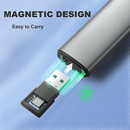 Metal Wireless Presentation Clicker, 2-in-1 USB Type-C Dual Receiver | Rechargeable PowerPoint Remote with Green Laser Pointer, Works for Mac Windows Linux, Laptop, Google Slides Keynote - style: Metal Rechargeable 02 Green Light