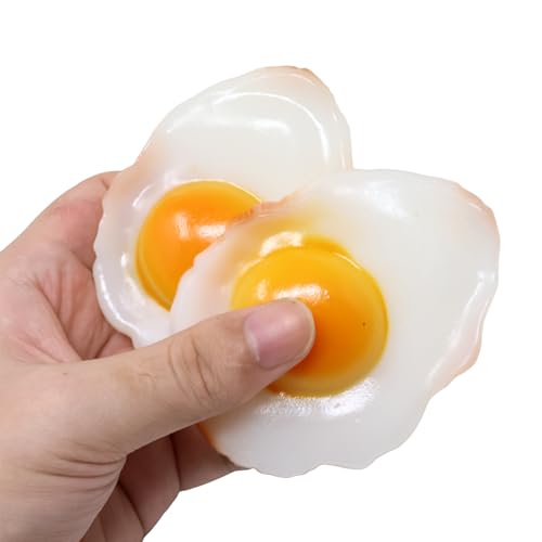 Honbay 4PCS Lifelike Artificial Fried Eggs PVC Resin Fake Food Realistic Simulation Cooked Egg Imitation Food Model Props for Home Party Halloween Decoration Market Food Sample Display