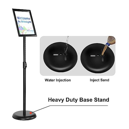 IN WHICH BAY-Adjustable Heavy Duty Poster Sign Holder Stand Floor Sign Stand Aluminum Snap Open Frame for 8.5 x 11 inches both Vertical and Horizontal view Displayed Used for Living and Business(Black)