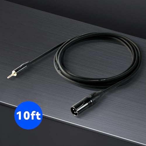 XLR Male to 1/8"(3.5mm) TRS Stereo Male Jack Mic Cable, Audio Cord 3M - size: 10 Feet, style: XLR Male