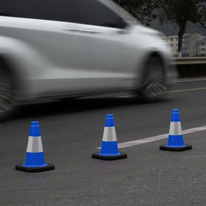 6 Pack 12" Inch Blue PVC Traffic Cones with Heavy-Duty Base, High-Visibility All-Weather Safety Cones for Road Construction, Parking Lot, and Garage Use (6, Blue, 12" Small) - color: Blue, size: 12" Small