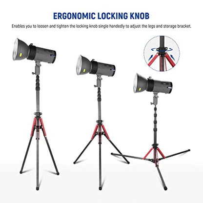 NEEWER Light Stand Carbon Fiber with 180° Reversible Legs, 1/4" to 3/8" Screw Adapter and Bag, 86.5"/220cm Portable Travel Tripod Stand for Outdoor Photography Speedlite Strobe Softbox, ST210R - style: ST210R