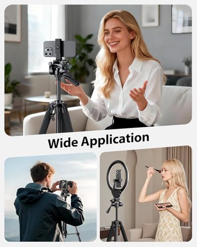 UBeesize 67” Camera Tripod with Travel Bag, Cell Phone Tripod with Bluetooth Remote and Phone Holder, Compatible with All Cameras, Cell Phones, Projector, Webcam, Spotting Scopes - size: 67Inches