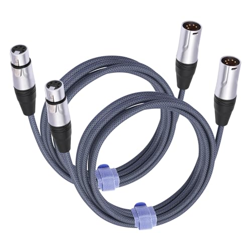 10FT 5Pin XLR Male to Female DMX512 Cable,XLR-5Pin M to F Braided Cable Copper Conductor DMX Microphone Audio Cable-2 Pack - size: 10Feet