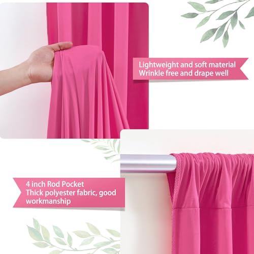 Hot Pink Backdrop Curtains 8 x 10 ft for Photo Background Wrinkle-Free - color: Hot Pink, size: W4' x H10'(2 panels)