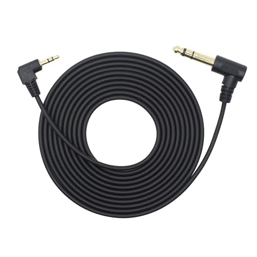 90 Degree 1/8 to 1/4 Stereo Audio Cable, Right Angle 3.5mm TRS Male to 6.35mm TRS Male Aux Cord for Guitar, Keyboard Piano, Laptop, Speaker and Amplifiers (117in) - size: 117in/297cm