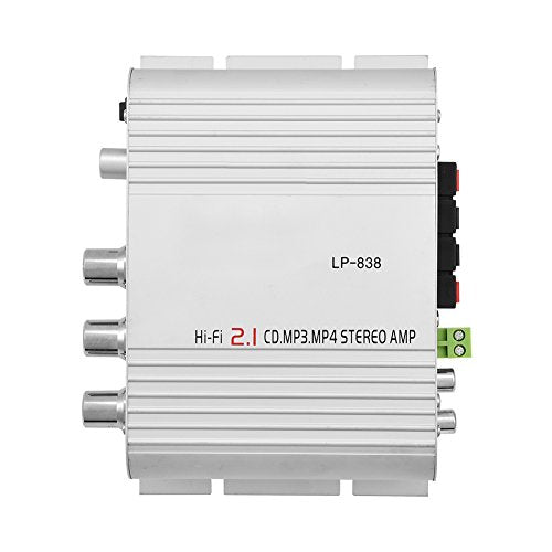 Mini HiFi 2.1 Stereo Bass Audio Power Amplifier, Professional Digital Amp for Car or Home, Silver - color: silver