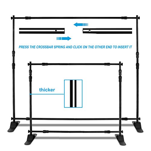 AkTop 8x8 ft Heavy Duty Backdrop Banner Stand Kit | Adjustable Photography Step and Repeat Stand for Parties, Portable Trade Show Photo Booth Background with Carrying Bag - size: 8‘×8’