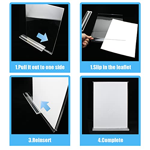 Lechay 3 Pack Acrylic Sign Holder, 8.5 x 11 inches Clear Table Menu Display Stand Desktop Display Stand Paper Holder Table Top Sign Holder Suitable for Restaurants, Office, Home, Store