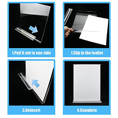 Lechay 3 Pack Acrylic Sign Holder, 8.5 x 11 inches Clear Table Menu Display Stand Desktop Display Stand Paper Holder Table Top Sign Holder Suitable for Restaurants, Office, Home, Store