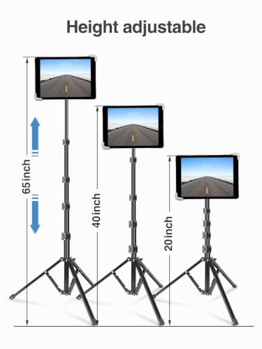 elitehood iPad Tripod Stand, Aluminum Alloy iPad Stand, 360 Rotation Adjustable Height iPad Stand Holder for Floor, Universal Compatible with All 7.9-11 Inch Tablet - size: 7.9-11.9 inches