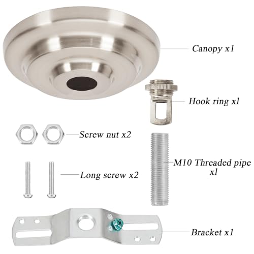 Heavy Duty Light Fixture Canopy Kit 5.3 Inches Diameter & 5.9 Feet Chain Ceiling Mounting Hardware for Pendant Light, Chandelier or Swag Light Fixtures, Brushed Nickel - color: Brushed Nickel