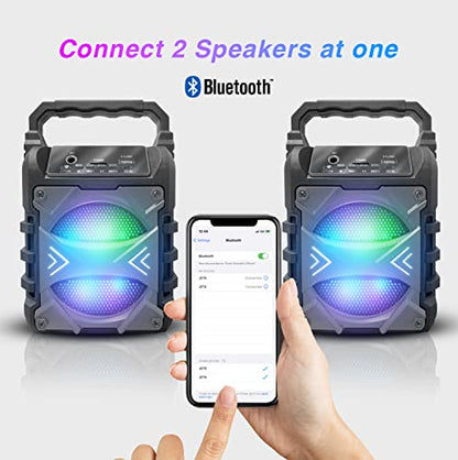 Top Tech Jet-4 Bluetooth Speaker, 400W, 4" Woofer, Rich Bass, 6hr Playtime, Disco Lights, Karaoke Mode, TWS, 100ft Range, USB, TF, Mic Input, Portable Speaker (Grey) - color: Grey