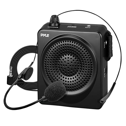 Pyle Portable PA Speaker and Voice Amplifier: Compact Waistband with Rechargeable Battery, Includes Headset Microphone & 3.5mm Aux Jack - Ideal for Tour Guides, Teachers, and Meetings