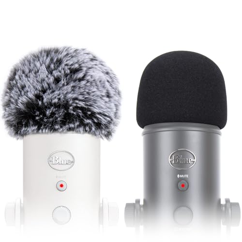2PCS Cover Foam for Blue Yeti, Furry Windscreen for Yeti USB Condenser Mic - color: Yeti Windsrceen&Dead Cat