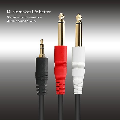 1/8 TRS to Dual 1/4 Audio Cable, 3.5mm TRS to 6.35mm Dual 1/4 TS Mono Y Splitter Audio Cable Adapter for SMA rtphone, Computer, Mixer, Amplifier Speaker, Home Stereo System (32FT) - size: 32FT
