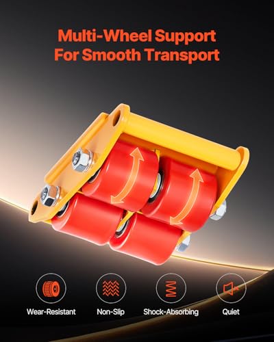 VEVOR Machine Skate, 6T Machinery Skate Dolly, 13228 lbs Machinery Moving Skate, Machinery Mover Skate with 360° Rotation Cap and PU Directional Rollers, Heavy Duty Industrial Moving Equipment, Yellow - size: 6T