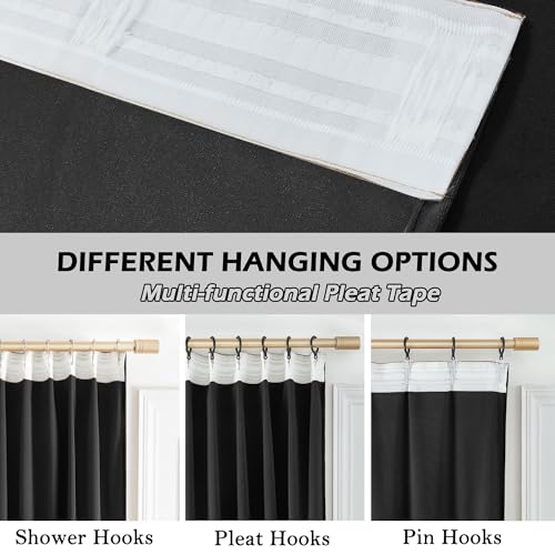Timeper Blackout Velvet Curtains - Light Blocking Black Velvet Drapes Heat Insulated Privacy Assured for Basement, Hallway, Living Room, Black, W52 x L72, 2 Panels - color: Black, size: 52"W x 72"L (Pack of 2)