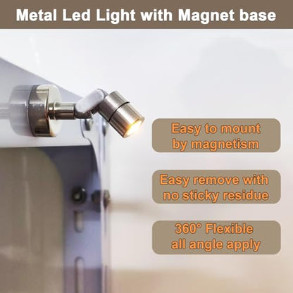 Suzeyar Metal Miniature LED Lights,Tiny Spot Light with Magnet Base,Battery Operated LED Lights,Wireless Miniature Spot Light for Artwork Painting,Jewelry Showcase,DIY Hand Craft (Red) - color: Red