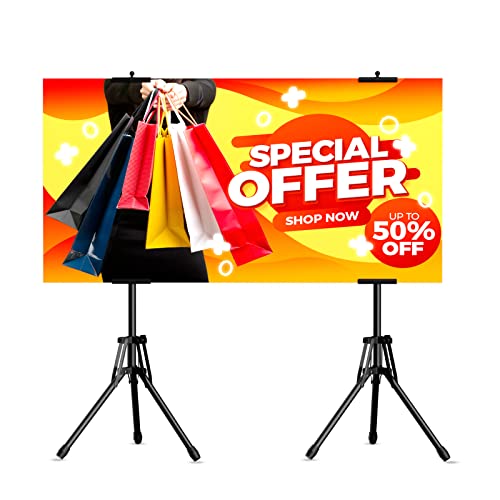 WHAUU Poster Stands for Display, Double-Sided Sign Holder Stand | Adjustable Sign Stand with Tripod, Height Up to 79 in, Poster Board Stand for Wedding, Restaurant & Business Advertising