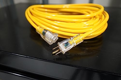 Yellow Jacket Heavy Duty Extension Cord, 25Ft, 12 Gauge, 3 Conductor, Lighted End, Weather Resistant, SJTW, Yellow, 2883 (Pack of 4) - size: 25 ft (Pack of 4)