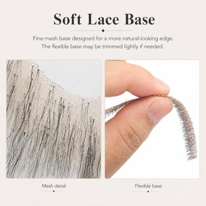 Hand-Tied Human Hair Fake Beard and Mustache for Costumes and Theater | Hand-knotted human hair on lightweight lace creates natural-looking facial hair for costumes, cosplay, theater and film - color: Style 1--03