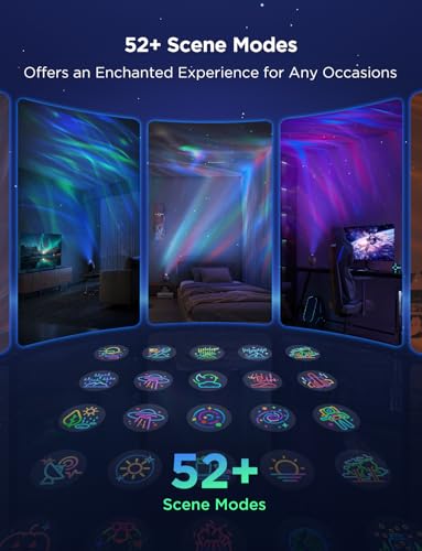 Govee Star Light Projector with 3 Aurora Flowing Effects | Works with Matter and Alexa, 52 Scene Modes, 18 White Noise Options, LED Night Light Projector for Bedroom, Without Plug - style: Aurora