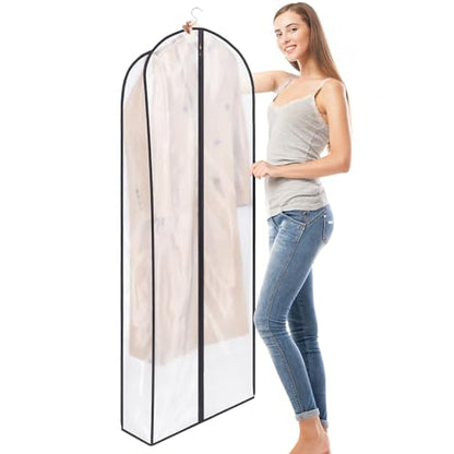 Zilink Fur Coat Storage Bags Dress Bags for Gowns Long 60 in, 2 Pack | 7 in Gussted, Wrinkle Free, Breathable, Dust Covers for Hanging Clothes for Leather Jacket Fur Coat Puffy Dress Storage - size: 60"-2pcs