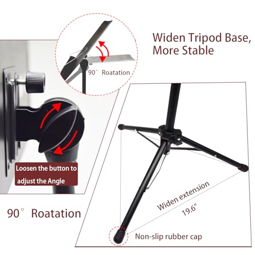 Sheet Music Stand with Light and Phone Holder, 57" Portable Music Stand for Sheet Music High Stability, Height Adjustable Music Stands with Carrying Bag(33-57inch, Plate without hole) - size: 33inch-57inch, Plate