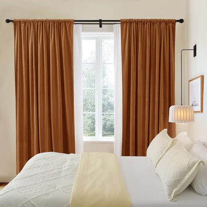 P Pothuiny Gold Brown Blackout Velvet Curtains 84 Inches Long 2 Panels - color: Gold Brown, size: 52"W x 84"L (Pack of 2)