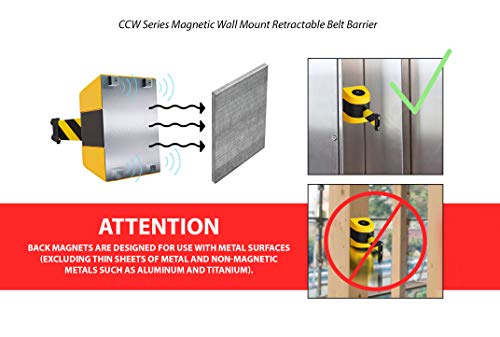 Crowd Control Warehouse WMB-230 Magnetic Retractable Belt Barrier, 30 Ft - color: Authorized Access Only Belt with Black ABS Case, size: 30 foot belt