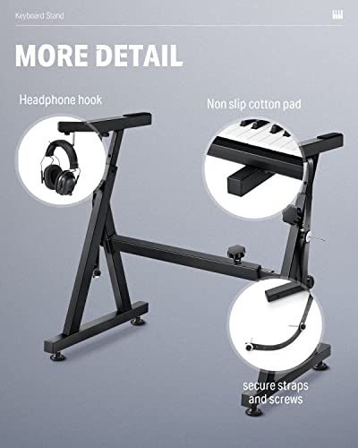 Donner Keyboard Stand, Z-style Heavy-Duty Piano Stand, Adjustable and Portable Piano Keyboard Stand, Suitable for 54, 61 and 88 Keys Electric Keyboards Digital Pianos - size: Z-style Fixed