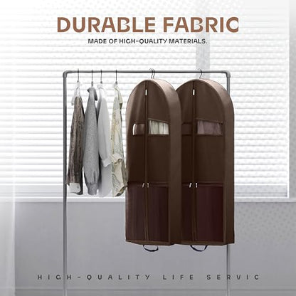 Lazebox 43" Travel Garment Bag with Accessories Zipper Pocket, Heavy Duty Suit Bag for Suits, Tuxedos, Dresses, Coats, Brown, 1 pack - size: 43inch-1 pack-Brown