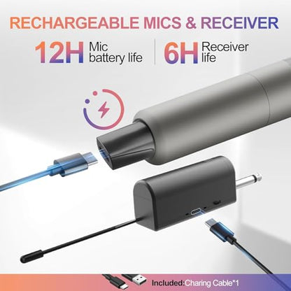 Aveek 4-Pack Wireless Microphone Set,100 ft Range,10Hs Battery for Karaoke | Rechargeable Receiver and Mics, Clear Sound, Noise Cancellation, Amps Via 6.35/3.5mm, for Church, Party, Wedding, DJ & Events - color: Brown